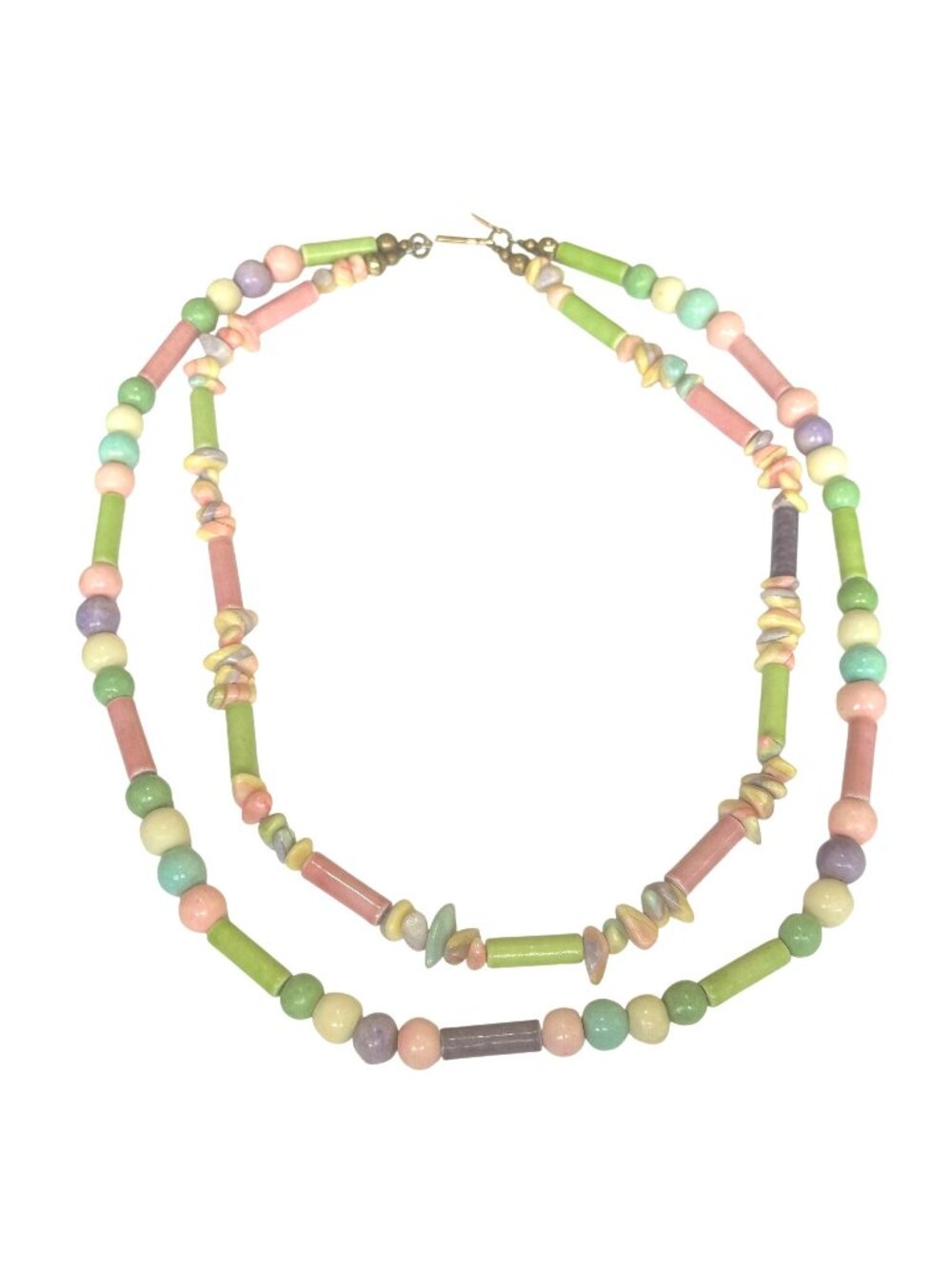 Strictly Natural Pastel Stone Bead Necklace 24" With Brass Clasp